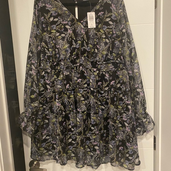 NWT Mini Lurex Chiffon Tiered boho Dress - sold out colour- 1X - Picture 7 of 11